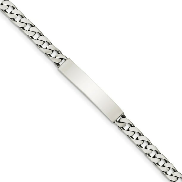 STERLING SILVER ID BRACELET LADIES SOLID IDENTITY CURB LINK CHAIN FREE ENGRAVING